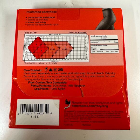 No Nonsense Regular Reinforced Leg Tan Size Plus 1 Pair Made in USA BRAND NEW - Picture 2 of 9